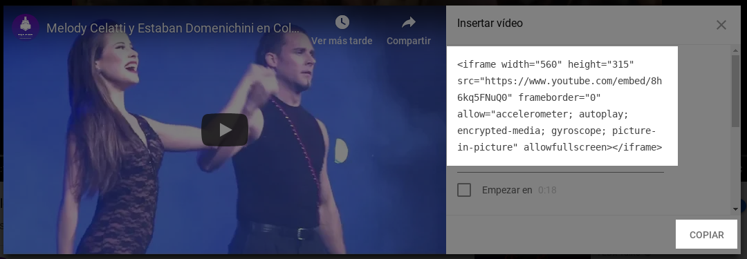 Insertar "Iframe" youtube